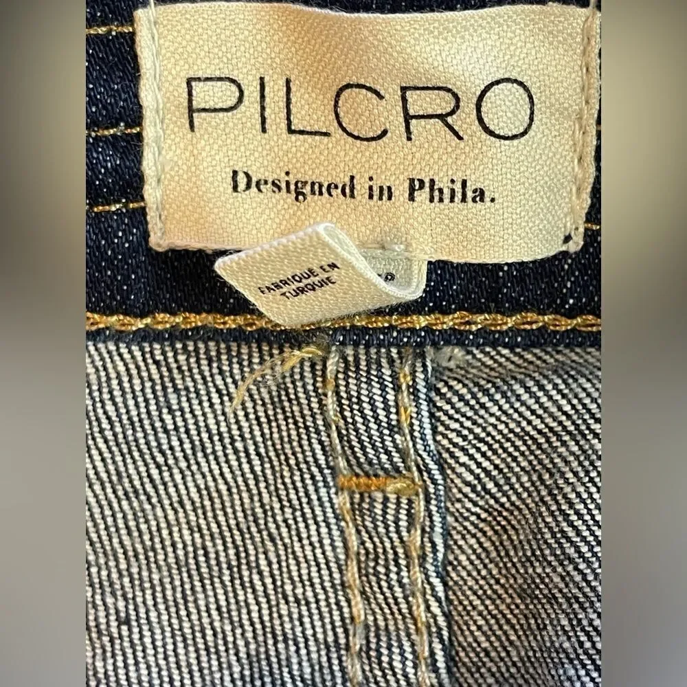 Anthro x Pilcro Denim Midi Skirt with zippered pockets. NWT. 6
